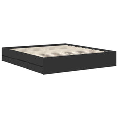 Bed Frame with Drawer Engineer Wood Length 200 cm Black 180 cm