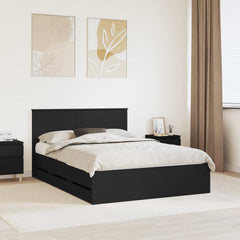 Bed Frame with Drawer Engineer Wood Length 200 cm Black 150 cm