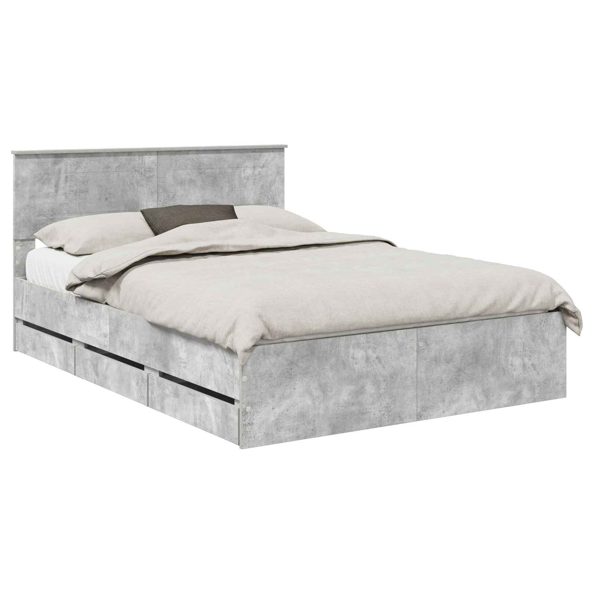 Bed Frame with Drawer Engineer Wood Length 200 cm Concrete Grey 140 cm