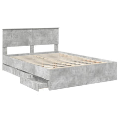 Bed Frame with Drawer Engineer Wood Length 200 cm Concrete Grey 140 cm
