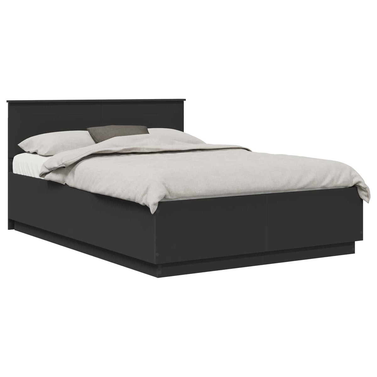 vidaXL Bed Frame with Headboard Black 150 x 200 cm Engineered Wood 2