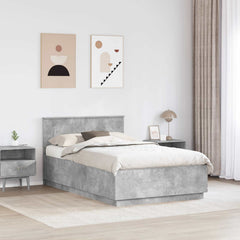 Bed Frame 135 x 190 cm Engineered Wood Concrete grey