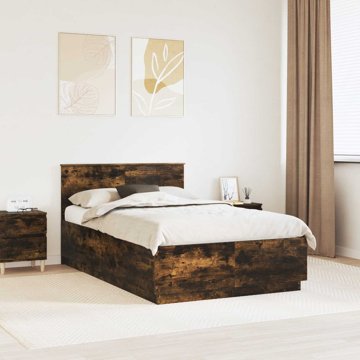 Bed Frame Engineered Wood Smoked Oak