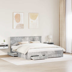 Bed Frame Engineered Wood Length 200 cm Concrete Grey 200 cm