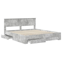 Bed Frame Engineered Wood Length 200 cm Concrete Grey 200 cm