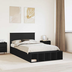Bed Frame Shelf Engineered Wood Length Black