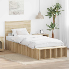 Bed Frame with Shelf Engineered Wood Length 190 cm Sonoma oak 75 cm
