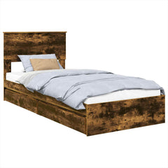 Storage Bed with Drawer Engineered Wood Length 200 cm Smoked Oak 100 cm