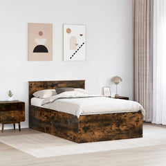 Bed Frame with Headboard 135 x 190 cm Engineered Wood Smoked oak