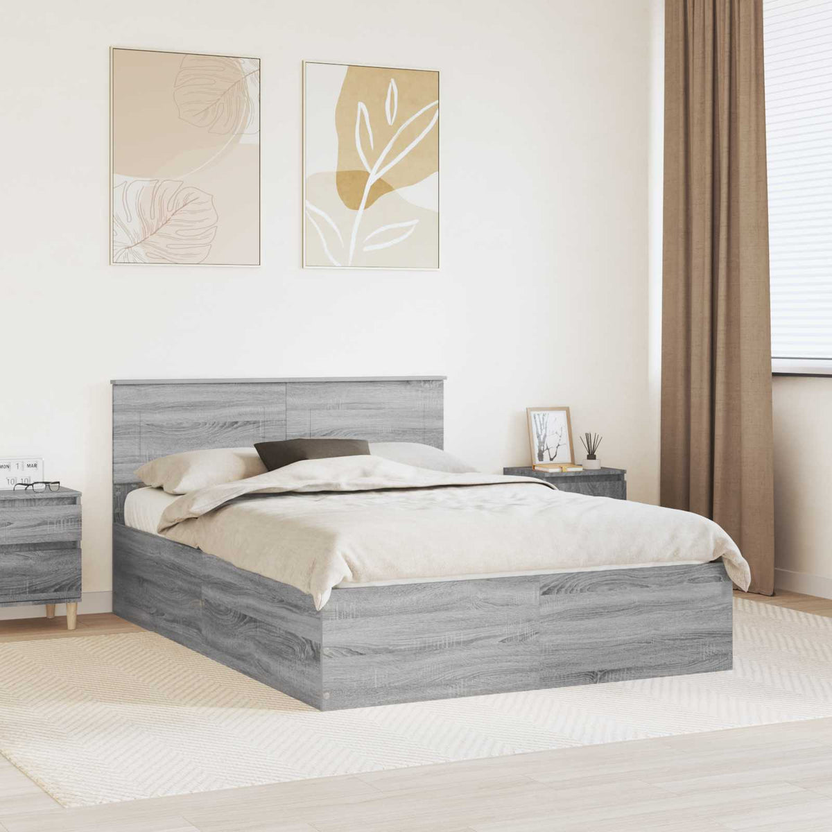 Bed Frame Engineered Wood Length 200 cm Grey sonoma 150 cm