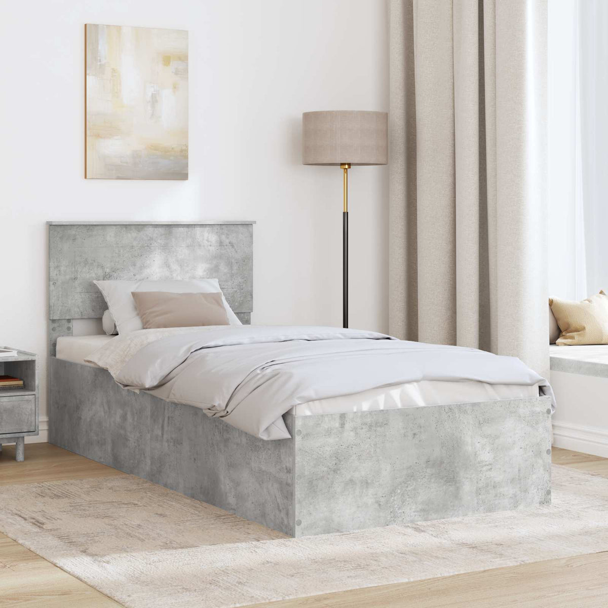 Bed Frame Engineered Wood Length 200 cm Concrete grey 100 cm
