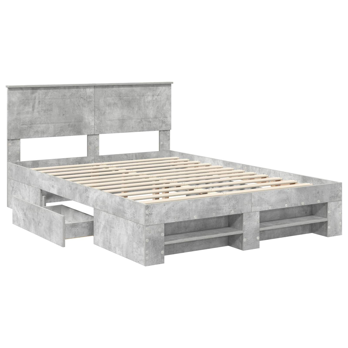 Bed Frame Engineered Wood Length 200 cm Concrete Grey 160 cm