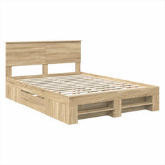 Bed Frame 140 x 200 cm Engineered Wood Length 190 cm Sonoma oak