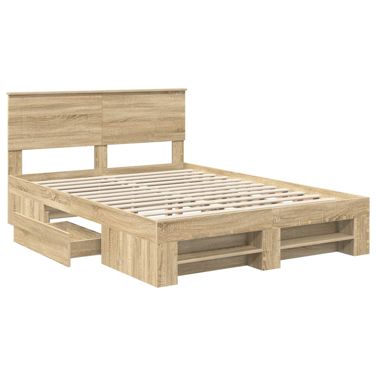 Bed Frame 140 x 200 cm Engineered Wood Length 190 cm Sonoma oak