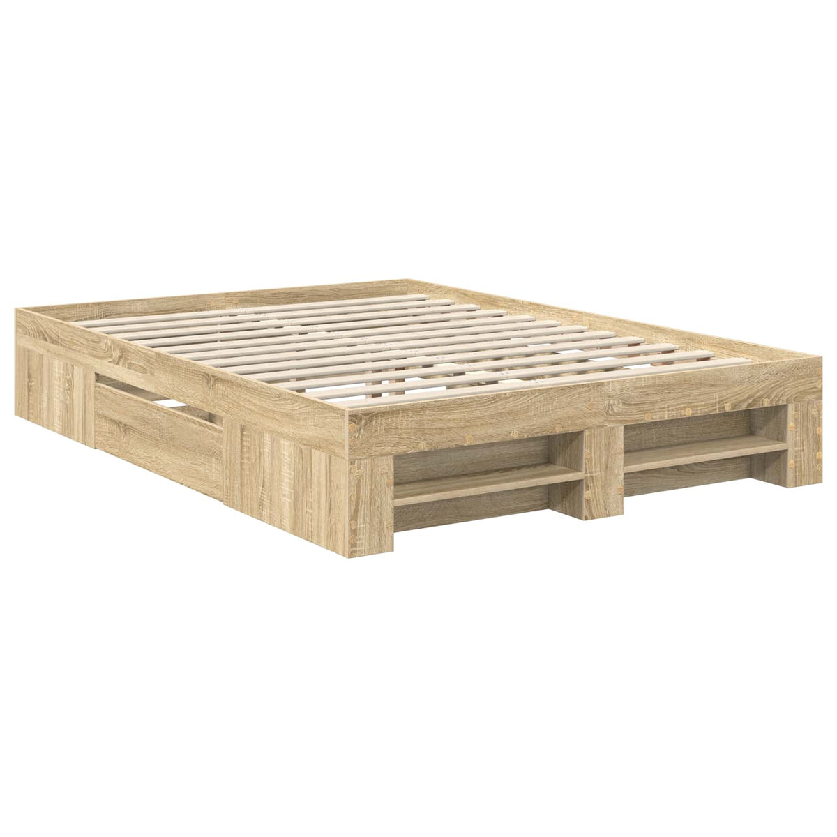 Bed Frame 140 x 200 cm Engineered Wood Length 190 cm Sonoma oak