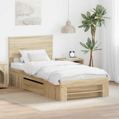 Bed Frame 75 x 190 cm Engineered Wood Sonoma oak