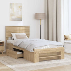 Bed Frame 75 x 190 cm Engineered Wood Sonoma oak