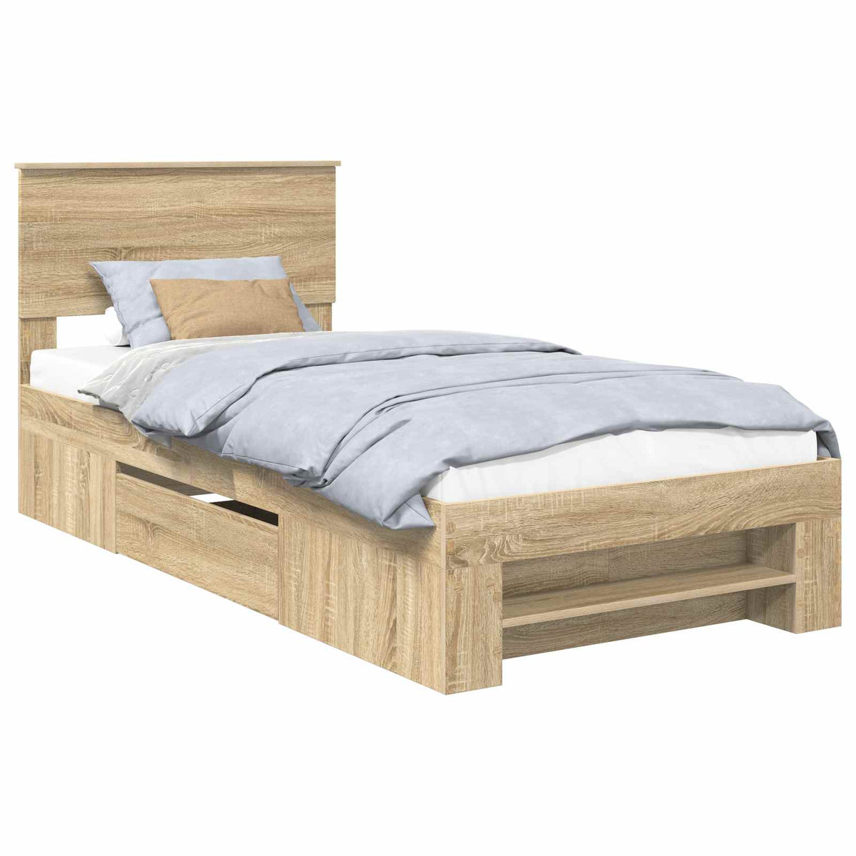 Bed Frame 75 x 190 cm Engineered Wood Sonoma oak