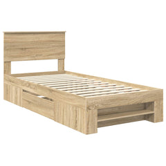 Bed Frame 75 x 190 cm Engineered Wood Sonoma oak