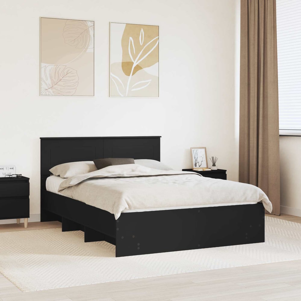 Bed Frame Engineered Wood Length Black