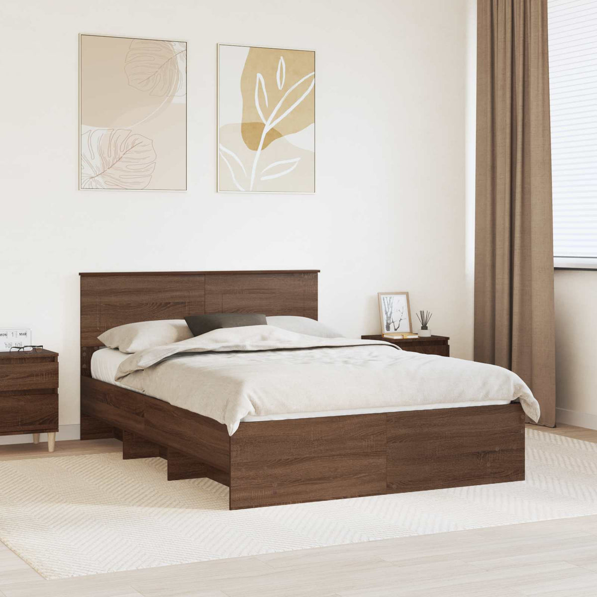 Bed Frame Engineered Wood Length Brown oak
