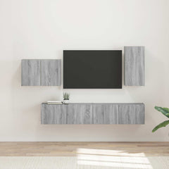 TV Wall Cabinet Set 4 pcs Engineered Wood Grey sonoma
