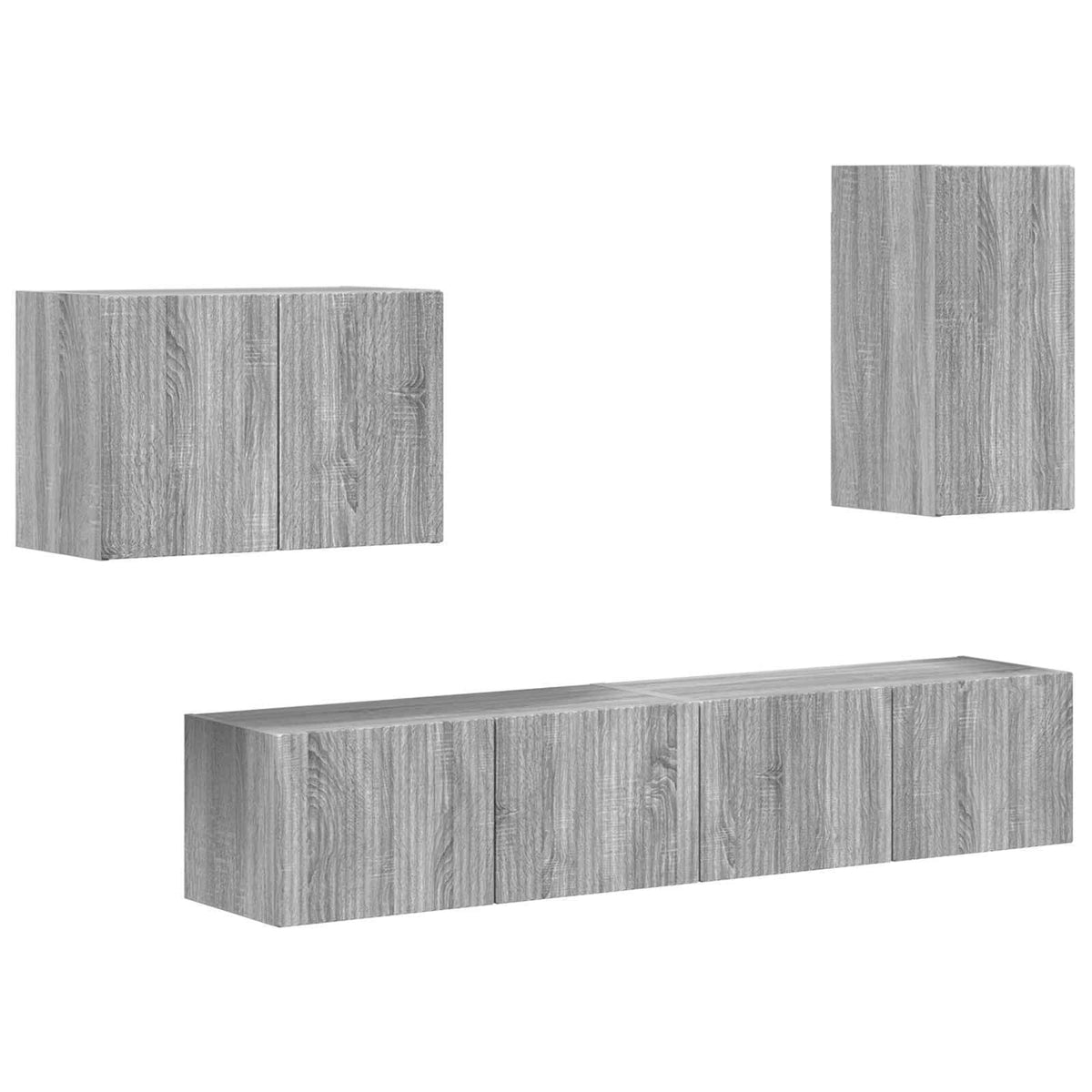 TV Wall Cabinet Set 4 pcs Engineered Wood Grey sonoma