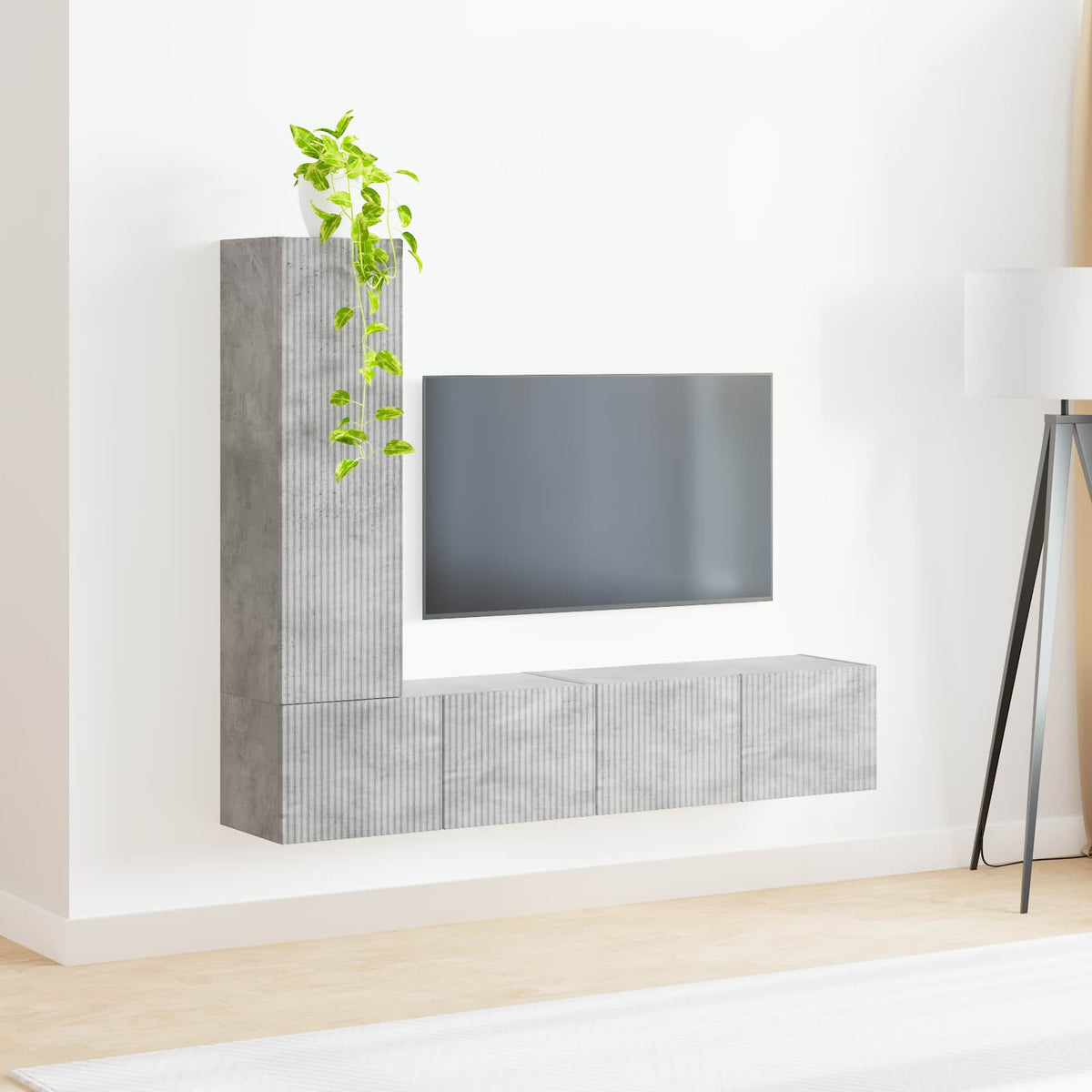 TV Cabinet Set 3 pcs Engineered Wood Concrete grey