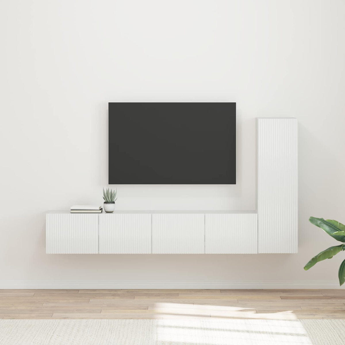 TV Cabinet Set 3 pcs Engineered Wood High gloss white