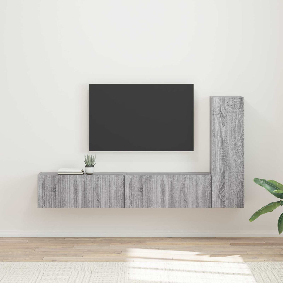 TV Cabinet Set 3 pcs Engineered Wood Grey sonoma