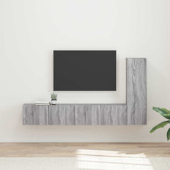 TV Cabinet Set 3 pcs Engineered Wood Grey sonoma