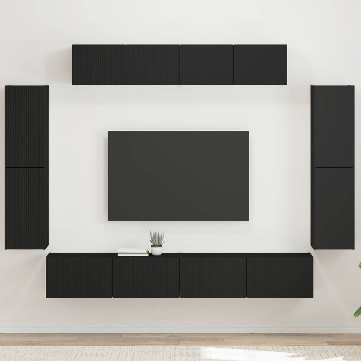 TV Cabinet 8 pcs 98 x 31 x 29.5 cm Black