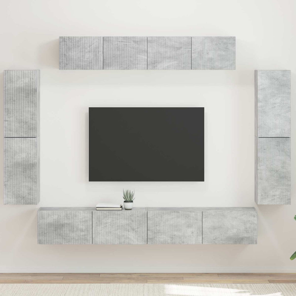 TV Cabinet 8 pcs 98 x 31 x 29.5 cm Concrete grey