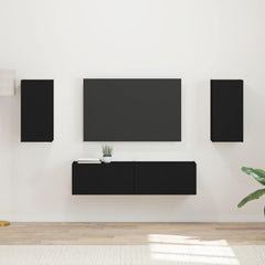 TV Cabinet Set 4 pcs Engineered Wood Black