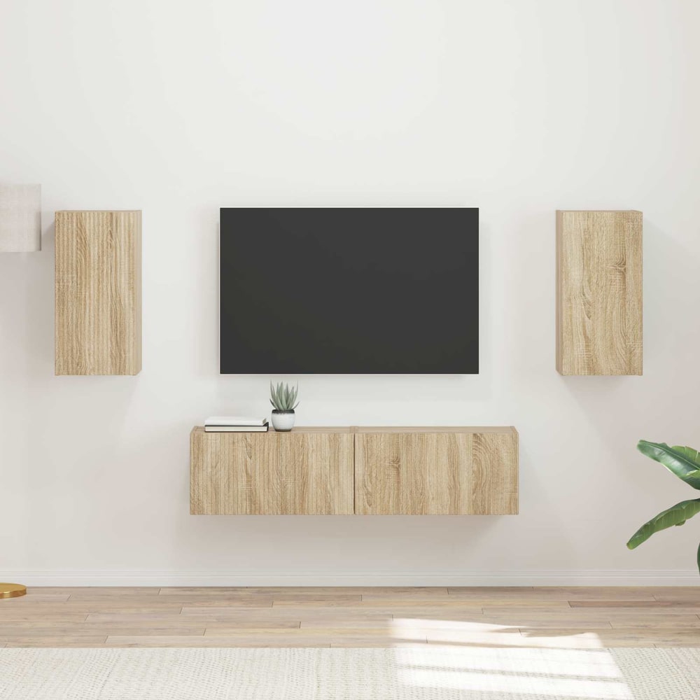 TV Cabinet Set 4 pcs Engineered Wood Sonoma oak