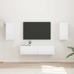TV Cabinet Set 4 pcs Engineered Wood High gloss white