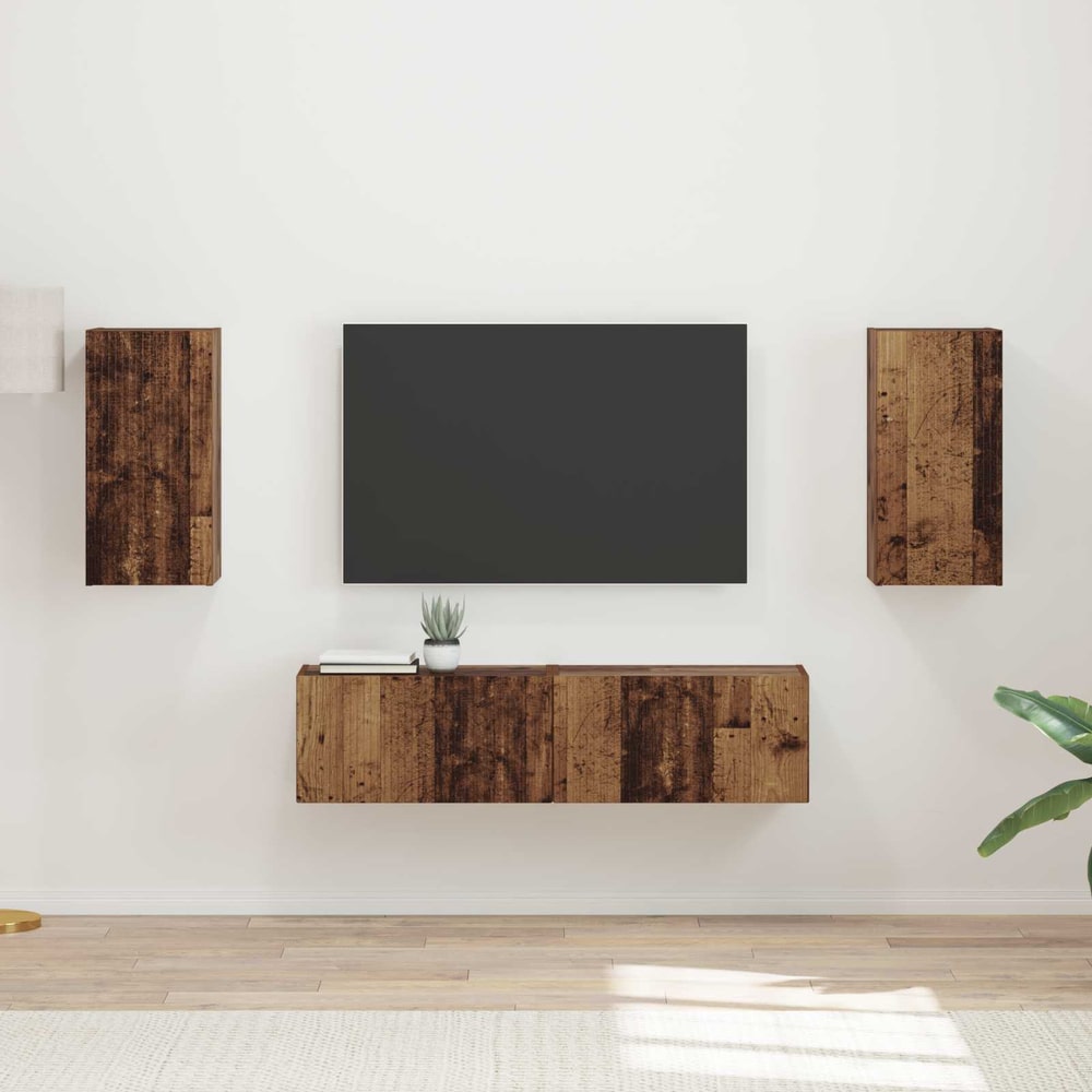 TV Cabinet Set 4 pcs Engineered Wood Old wood
