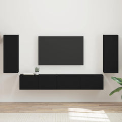 TV Cabinet Set 4 pcs Engineered Wood Black