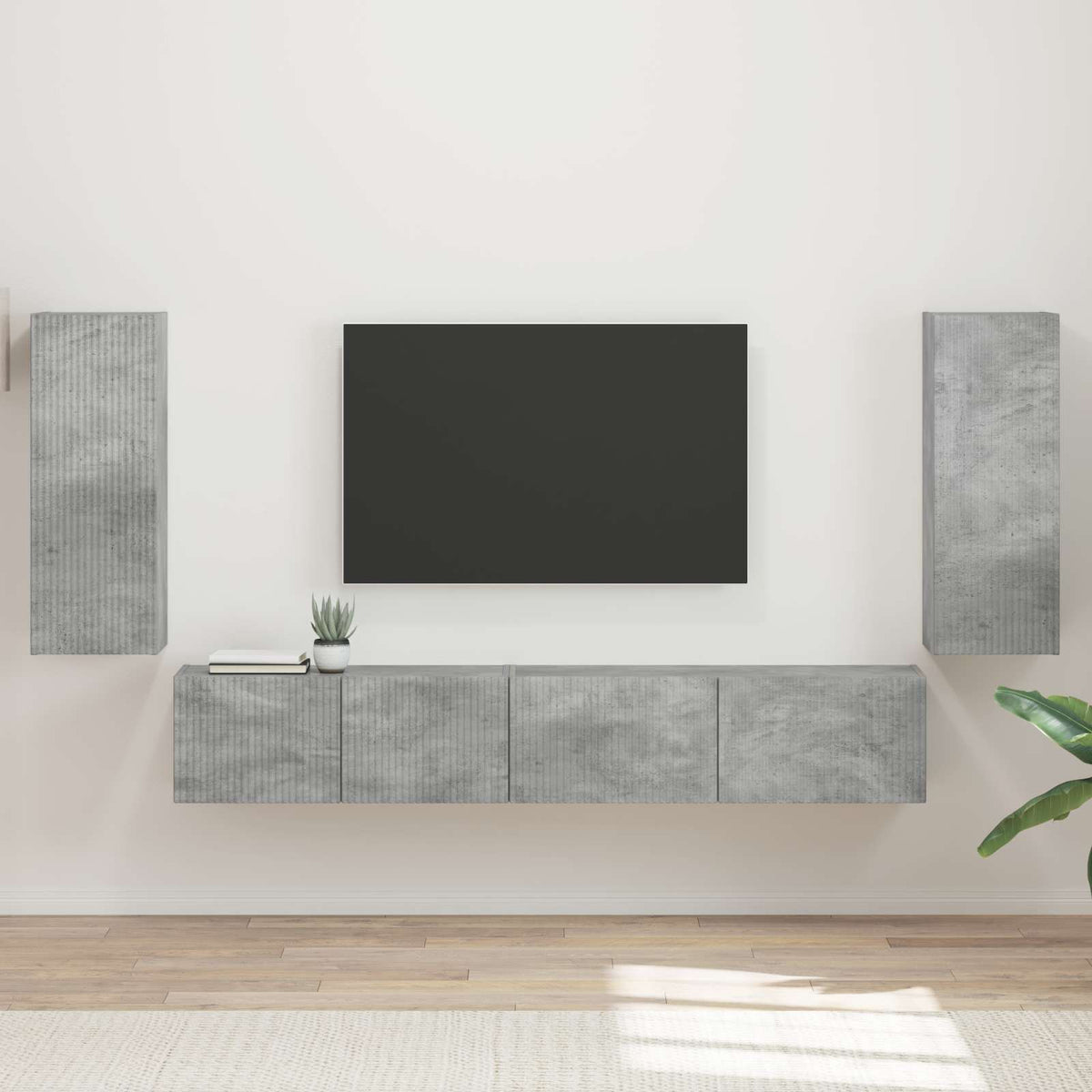 TV Cabinet Set 4 pcs Engineered Wood Concrete grey