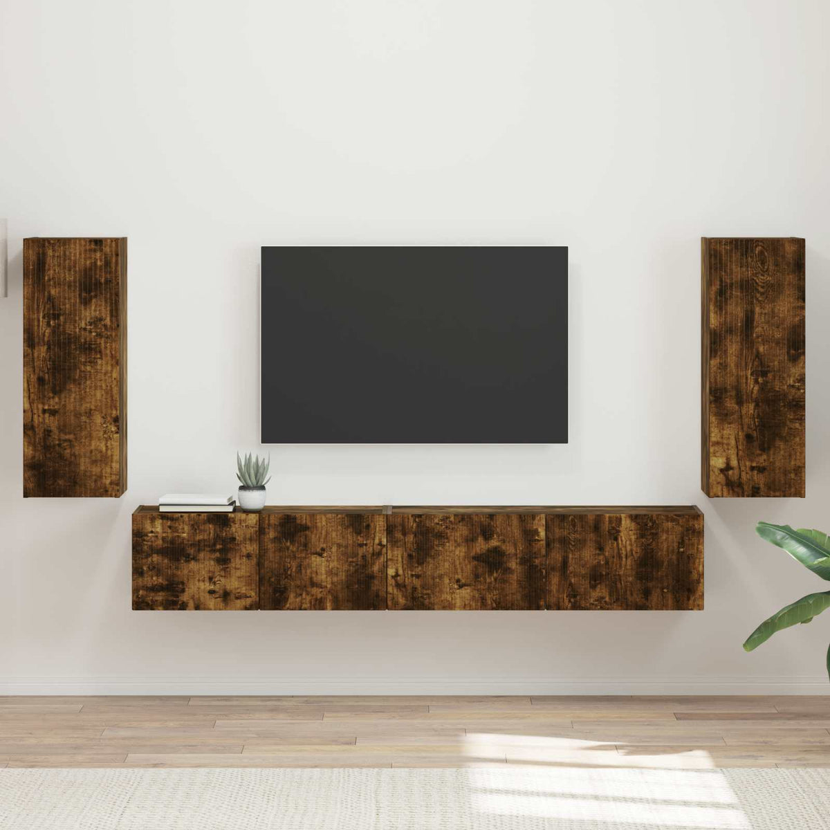 TV Cabinet Set 4 pcs Engineered Wood Smoked oak