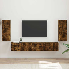 TV Cabinet Set 4 pcs Engineered Wood Smoked oak