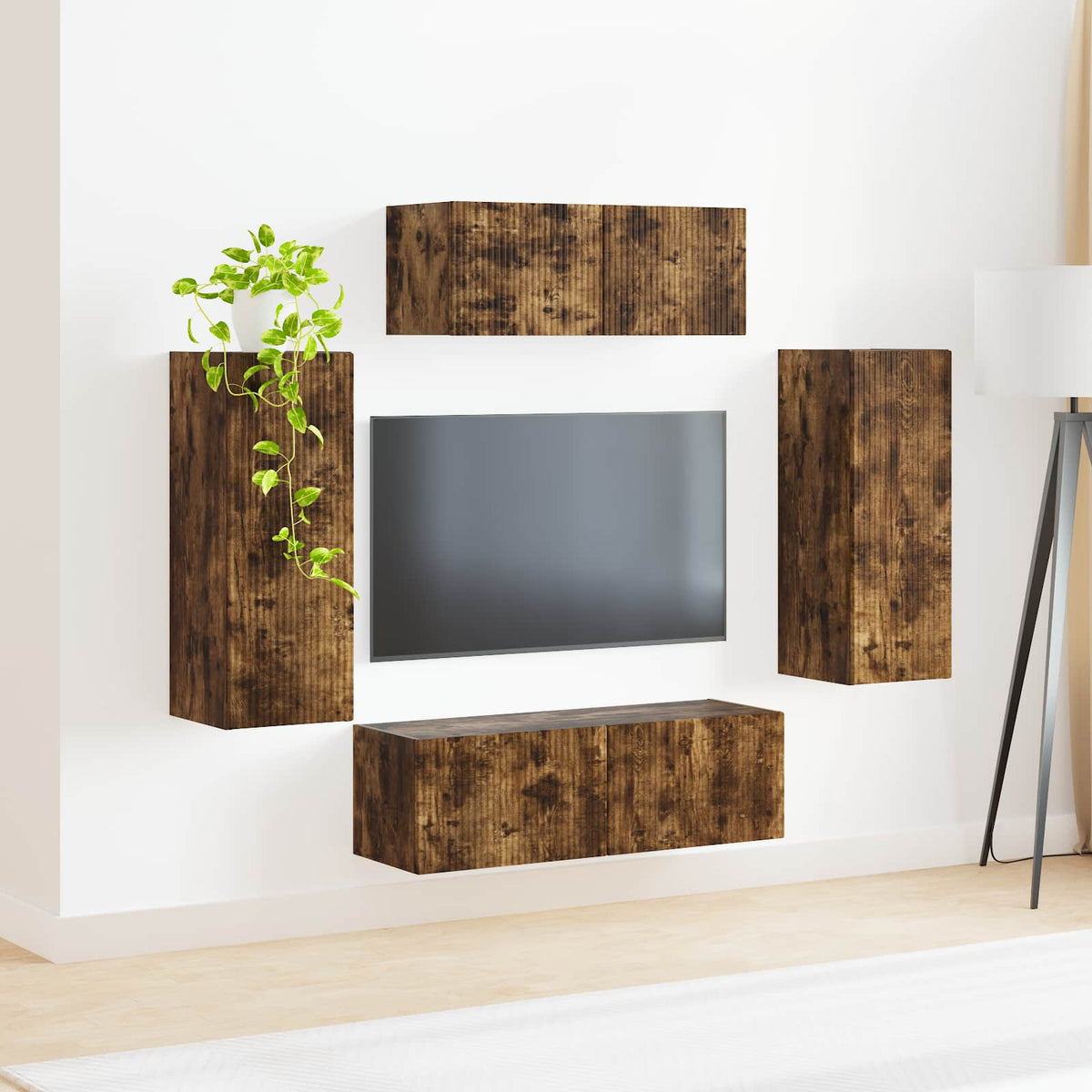 TV Cabinet Set 4 pcs Engineered Wood Smoked oak
