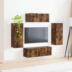 TV Cabinet Set 4 pcs Engineered Wood Smoked oak
