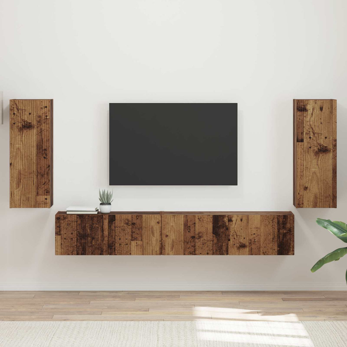 TV Cabinet Set 4 pcs Engineered Wood Old wood