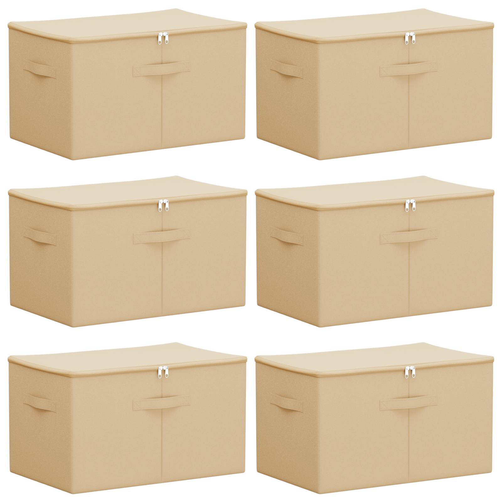 vidaXL Storage Box 6 pcs Non-woven fabric 55 x 35 x 32 cm 61.6 L Cream 2