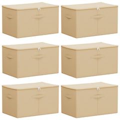 vidaXL Storage Box 6 pcs Non-woven fabric 55 x 35 x 32 cm 61.6 L Cream 2