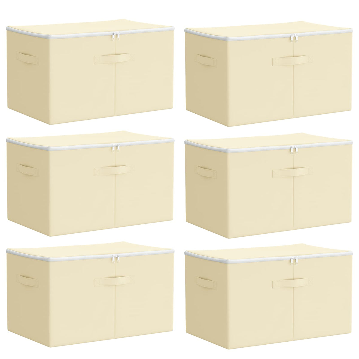 Storage Box Non-woven fabric 90 L Cream 6 pcs 55 cm 32 cm 35 cm