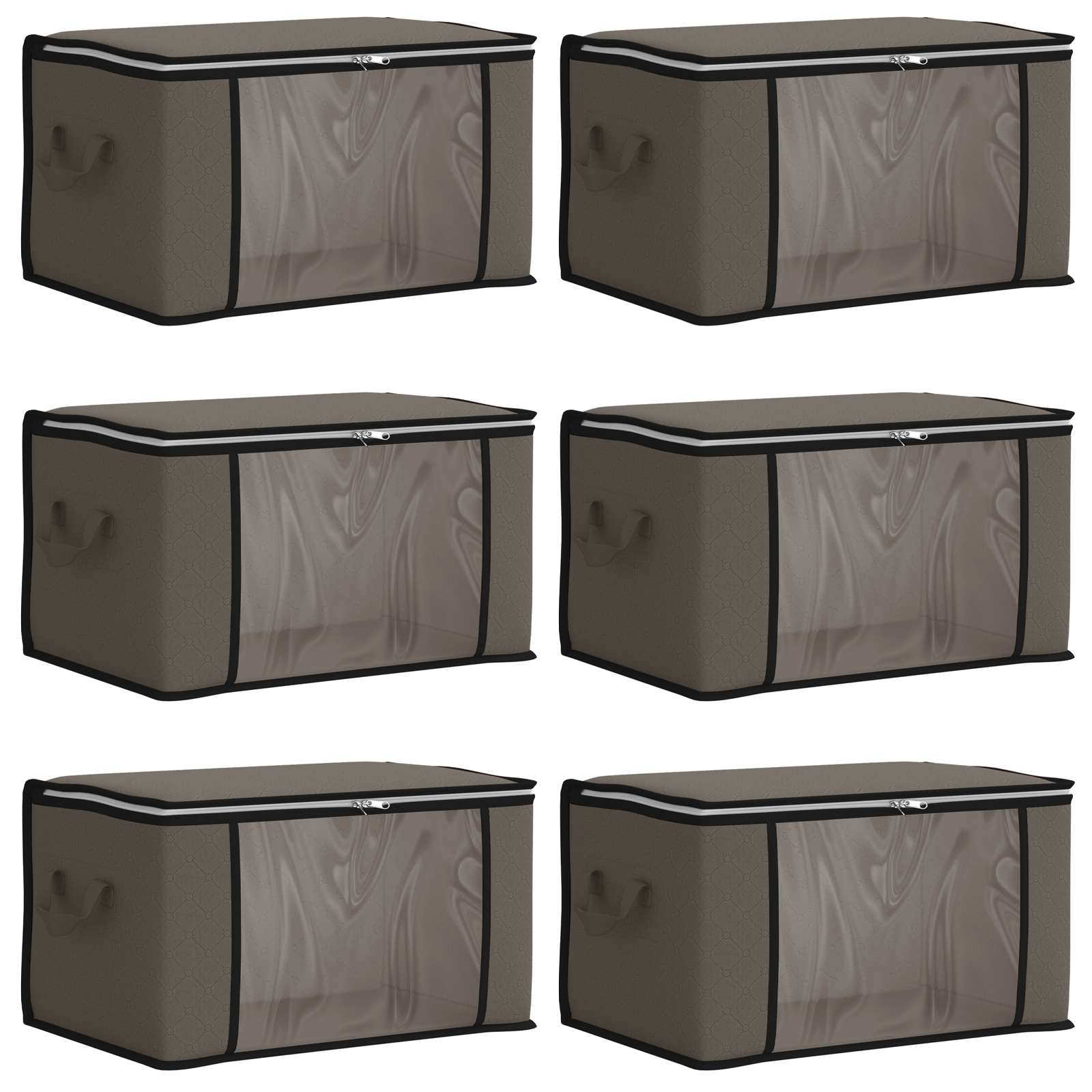 vidaXL Storage Box with Transparent Side Window 6 pcs Non-woven fabric 2