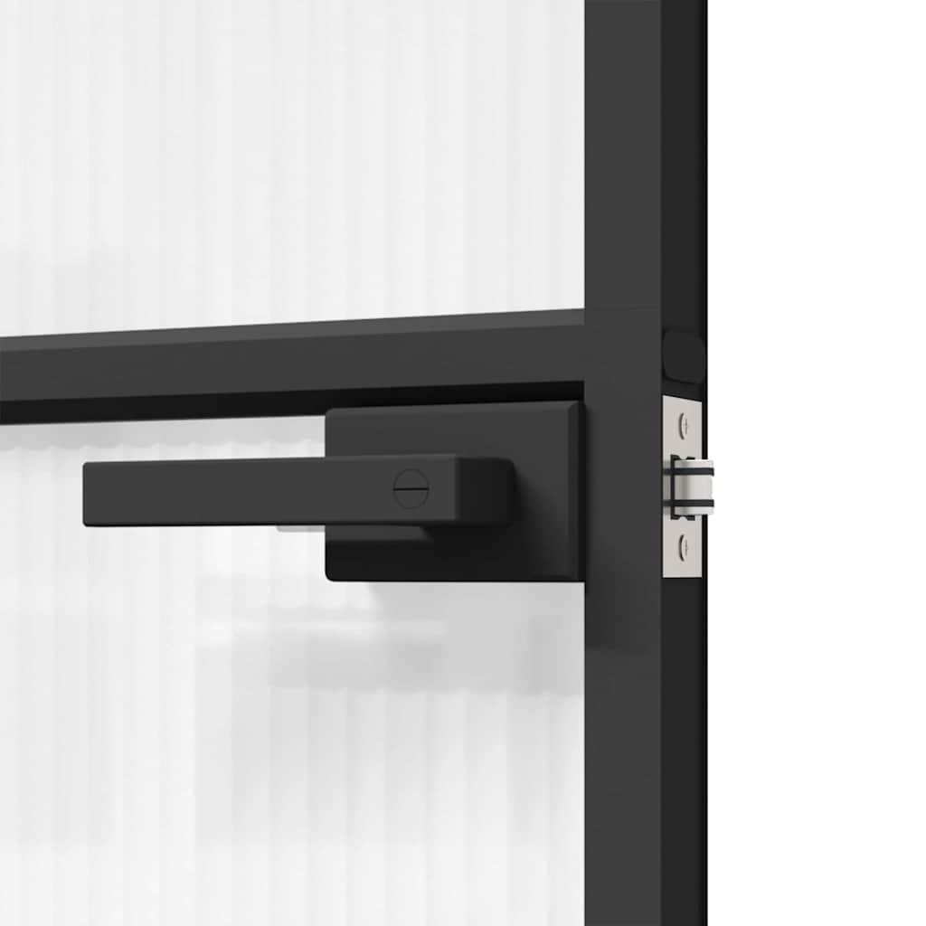 Interior Door Slim Black 102.5x201.5 cm 3 Horizontal Bars Black and fluted