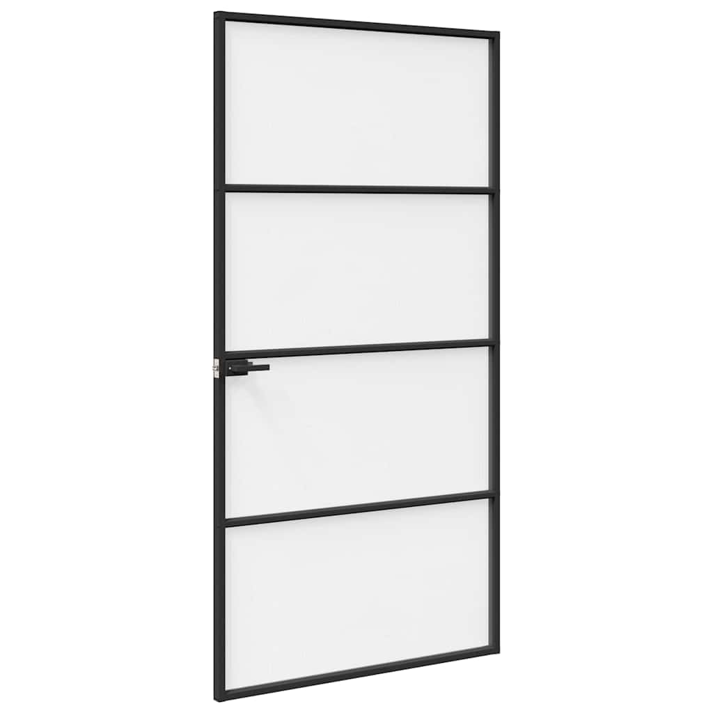 Interior Door Slim Black 102.5x201.5 cm 3 Horizontal Bars Black and fluted